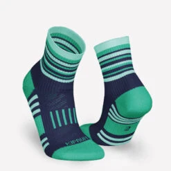 LotX2 De Chaussettes Running Confort Enfant - KIPRUN 500 Mid Marine Et Rayé Vert -Chaussures Confortables lotx2 de chaussettes running confort enfant kiprun 500 mid marine et raye vert 2