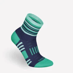 LotX2 De Chaussettes Running Confort Enfant - KIPRUN 500 Mid Marine Et Rayé Vert -Chaussures Confortables lotx2 de chaussettes running confort enfant kiprun 500 mid marine et raye vert 5
